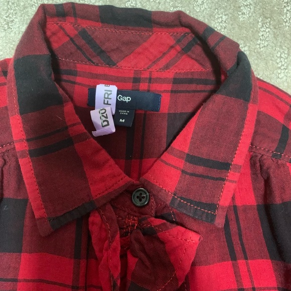 Gap Plaid Button Up Shirt with Ruffle - Picture 2 of 3